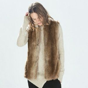 Zara Trafaluc Faux Fur Vest - Size Medium